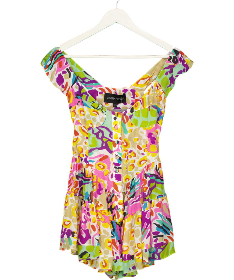 VANESSA MOONEY The Iconic Vintage Multicoloured Print Elisabeth Playsuit UK XXS