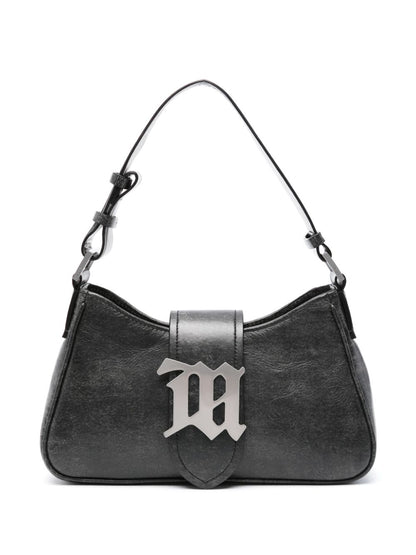 Misbhv Black Leather logo-plaque lshoulder bag