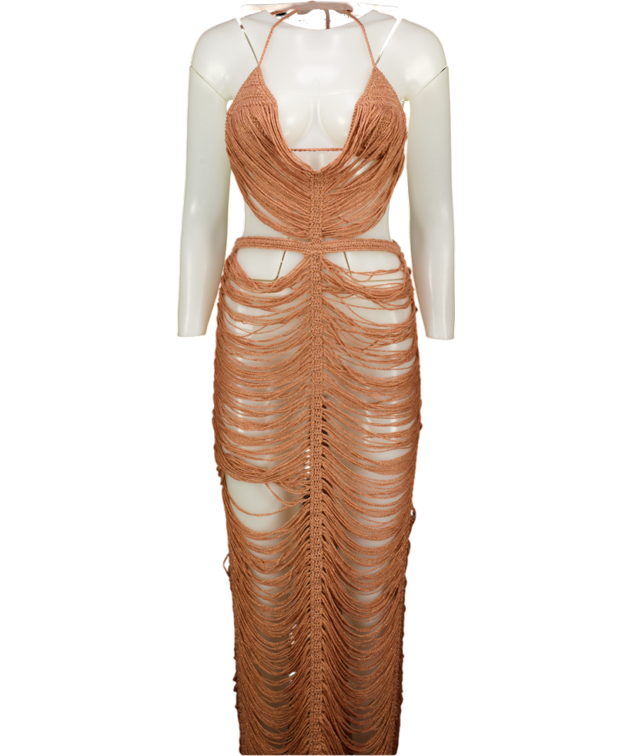 OUTCAST Pink Kaelani Maxi Dress Rose Gold UK XXS-XS
