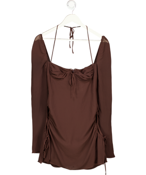 HOUSE OF CB Brown Baby Chocolate Chiffon Cutout Halter Mini Dress UK S