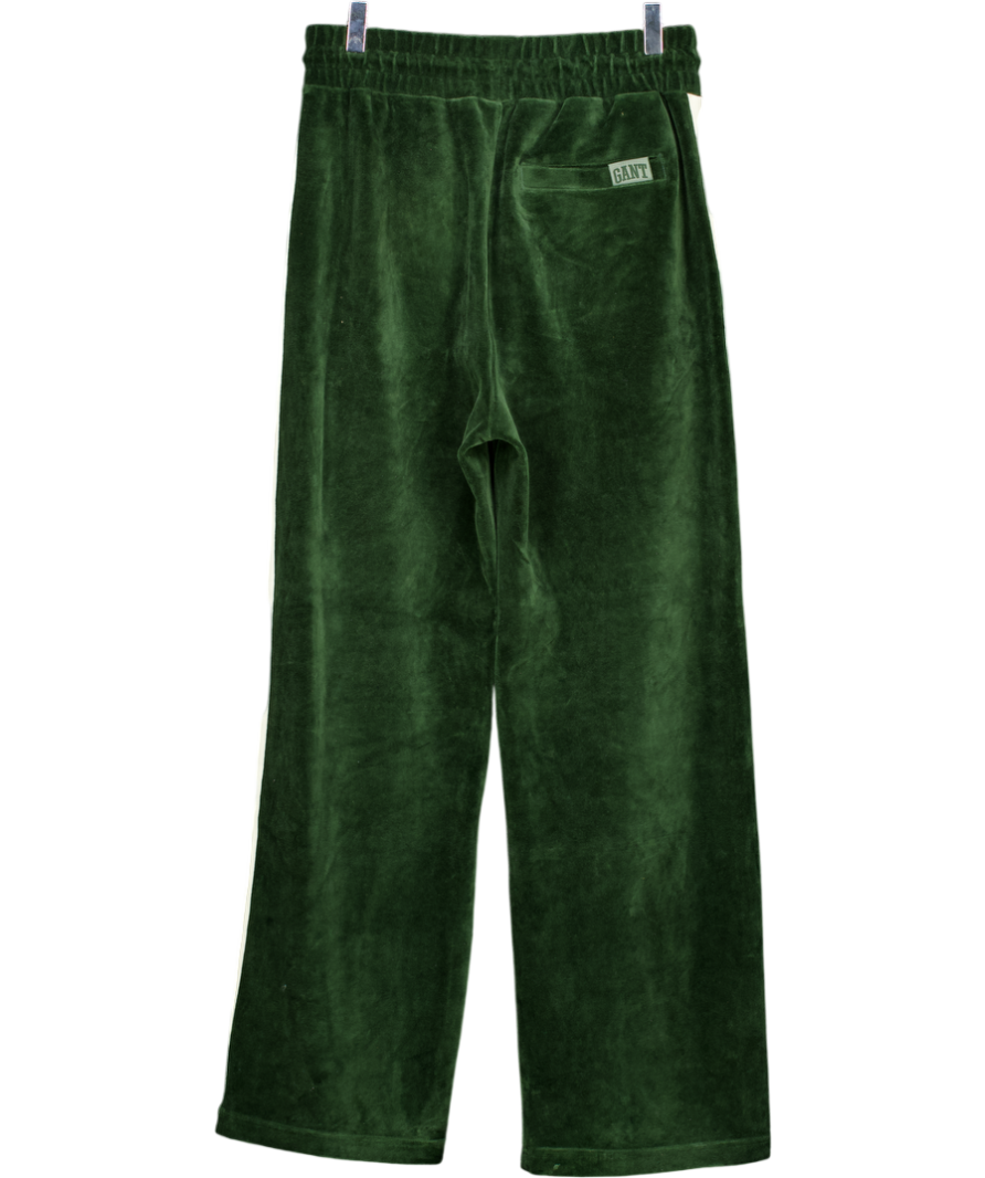 GANT Green Velour Wide Leg Track Pants UK S
