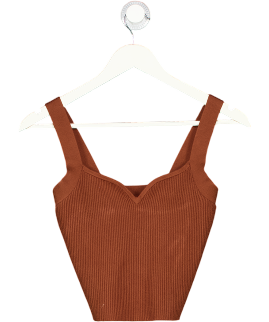 Abercrombie & Fitch Brown Ottoman Sweetheart Ribbed Tank Top UK M