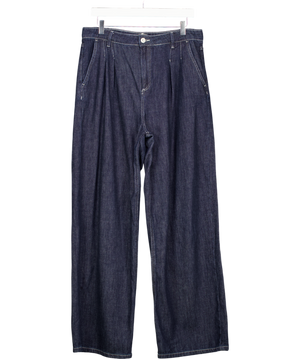 French Connection Dark Blue Pleated Wide Leg Jeans UK 12
