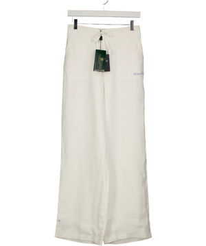 HOLLAND COOPER Amalfi Embroidered Logo  Linen Trouser White UK XS