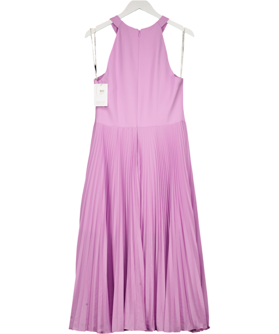 HALSTON Purple Lilac Pleared Crepe Mini/midi Dress UK 14