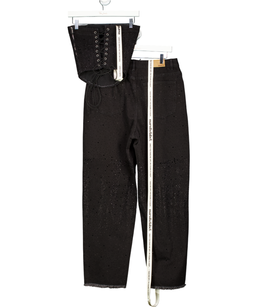 Mars the Label 2-piece Rhinestone Jeans And Corset Top In Black UK M