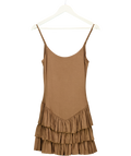 NA-KD X Emrata Brown Frill Mini Dress UK XS