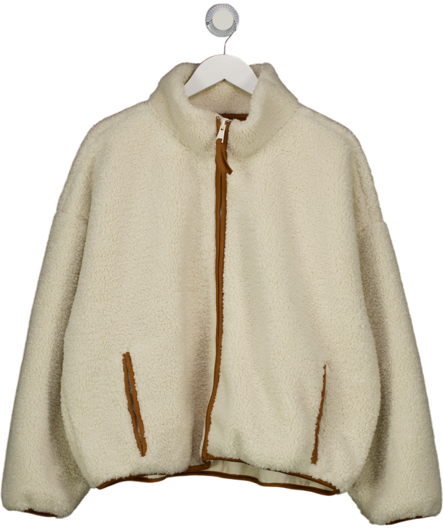 Abercrombie & Fitch Cream Sherpa Full-zip Jacket UK XL