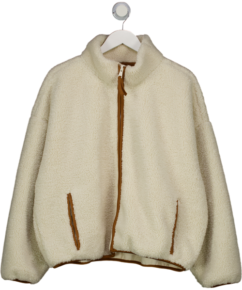 Abercrombie & Fitch Cream Sherpa Full-zip Jacket UK XL
