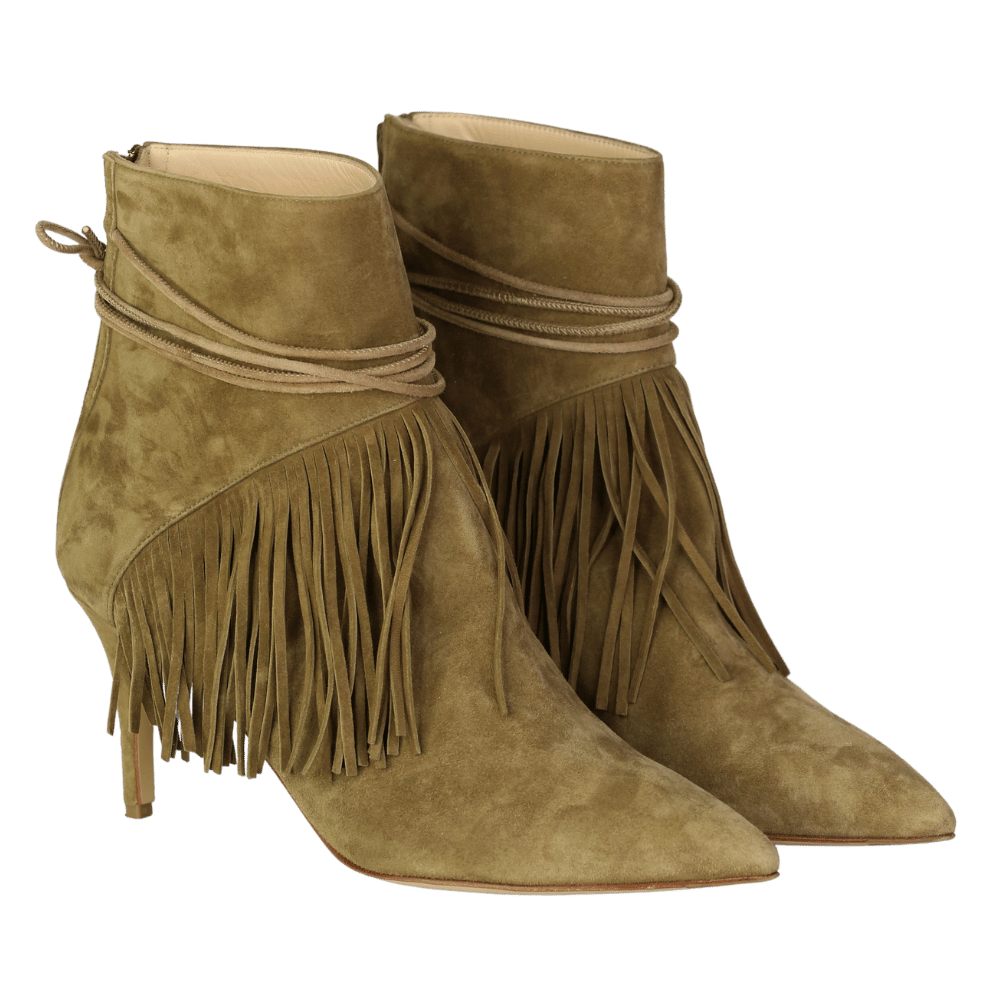 bionda gastana Green Suede Fringe Ankle Boots UK 7 EU 40 👠