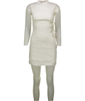 GINIA White Linen Tie Side Mini Dress UK XS