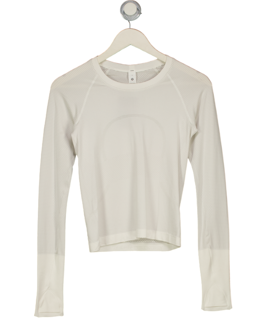 LULULEMON White Long Sleeve Running Top Us4 UK 8