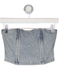 WHITE FOX Blue Denim Embellished Corset Top UK XS