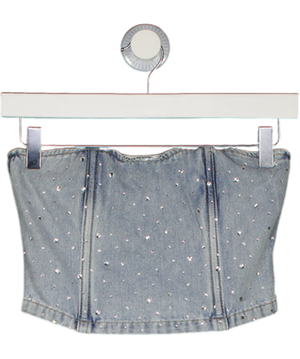 WHITE FOX Blue Denim Embellished Corset Top UK XS