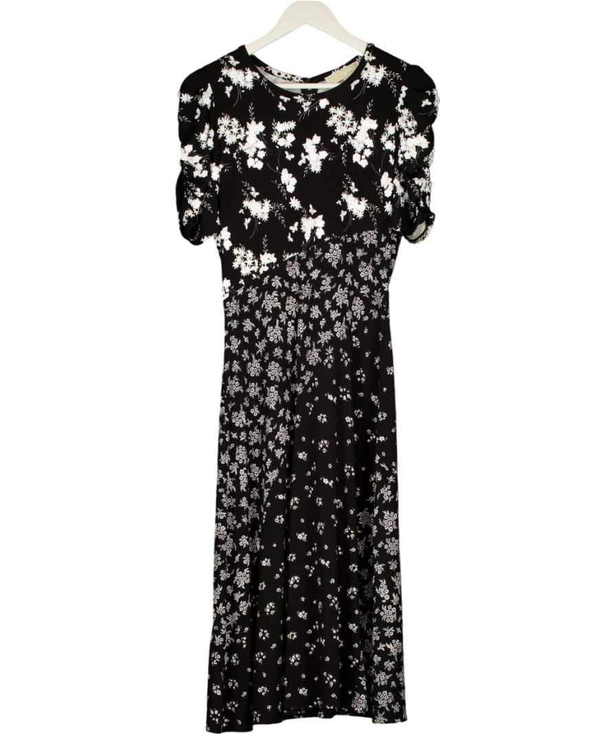 Michael Kors Black Mixed Floral Print Midi Dress UK M