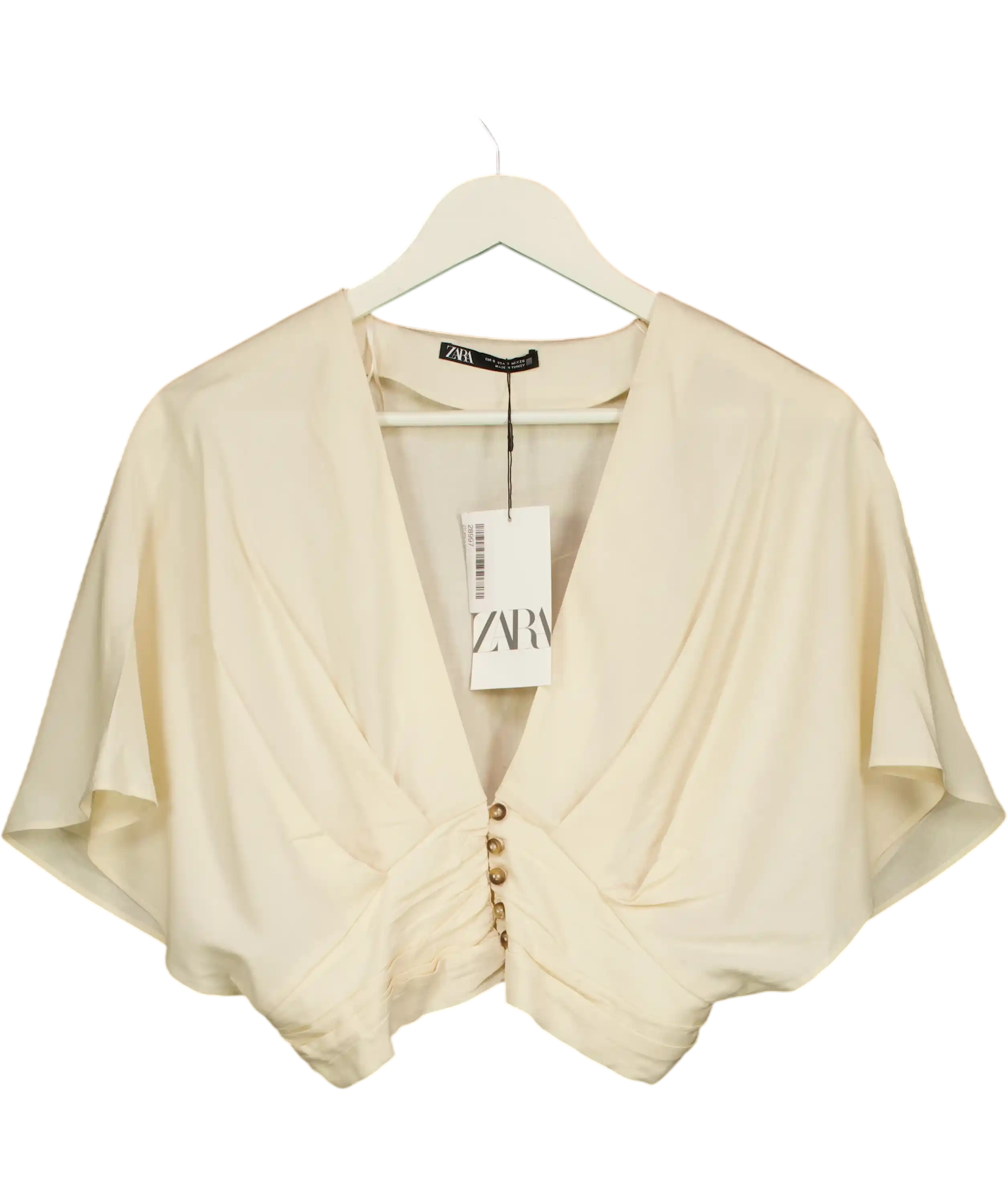 ZARA Cream Pleated Waist Detail Top UK S