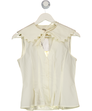 Ted Baker Cream Sleeveless Statement Collar Blouse UK 10