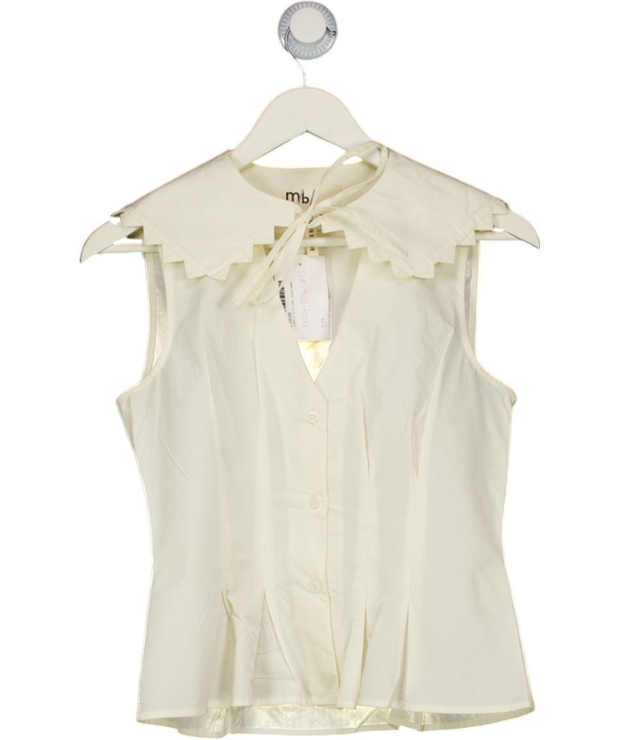 Ted Baker Cream Sleeveless Statement Collar Blouse UK 10