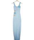 White Fox Light Blue Beaded Starfish Sleeveless Maxi Dress UK XS
