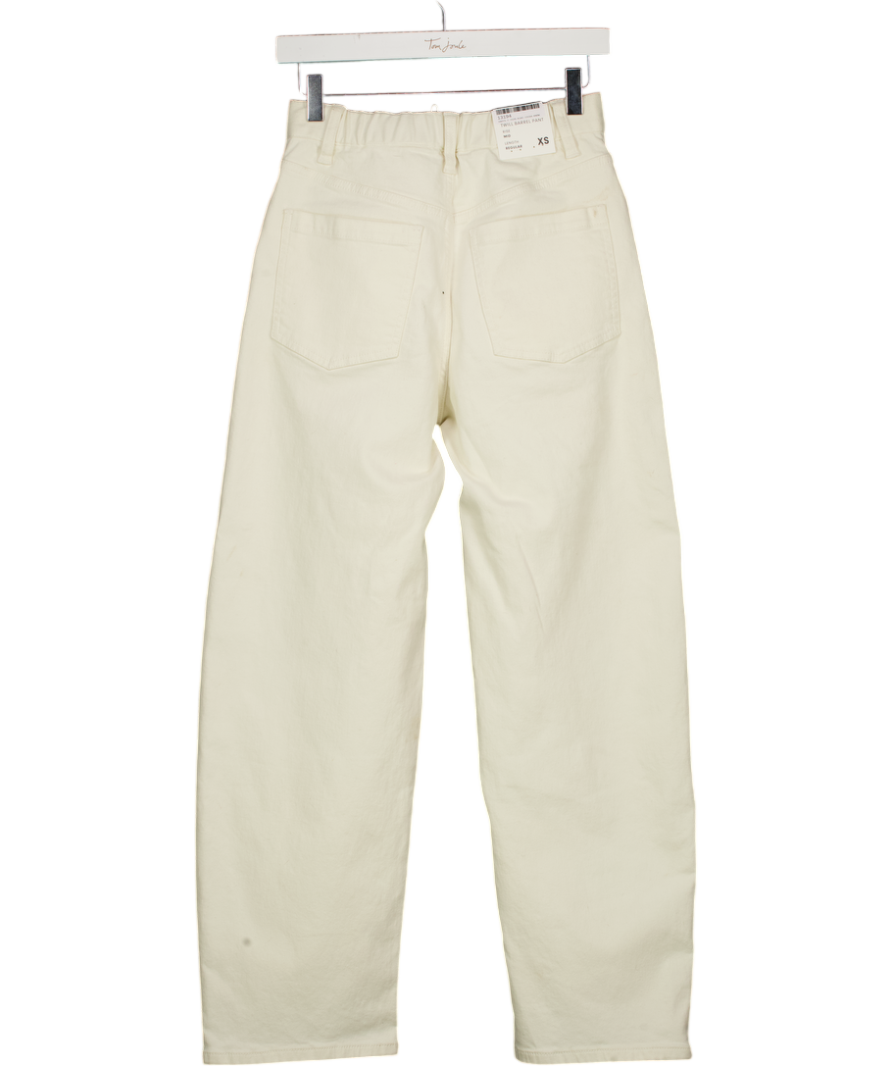 OAK + FORT Cream Regular Length Twill Barrel Leg Pant UK XS