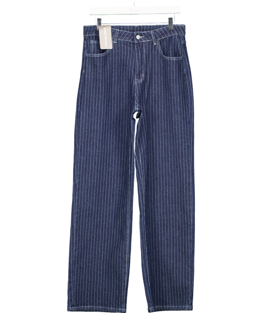 Missguided Blue Pinstripe Denim Wide Leg High Rise Jeans W29