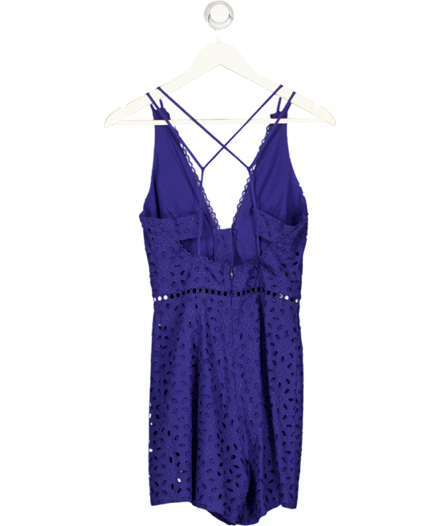 KAREN MILLEN Blue Broderie Mini Dress UK 6