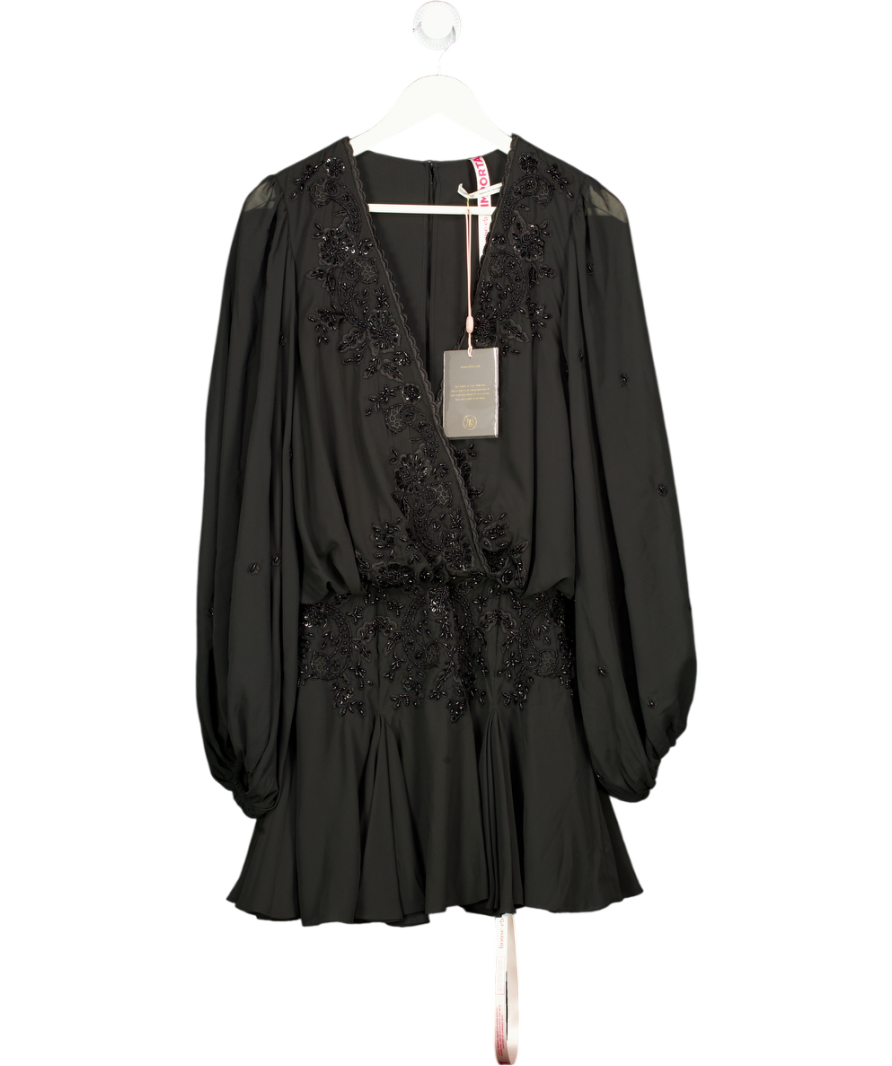 House of CB Black Gianna Beaded Georgette Mini Dress UK XS