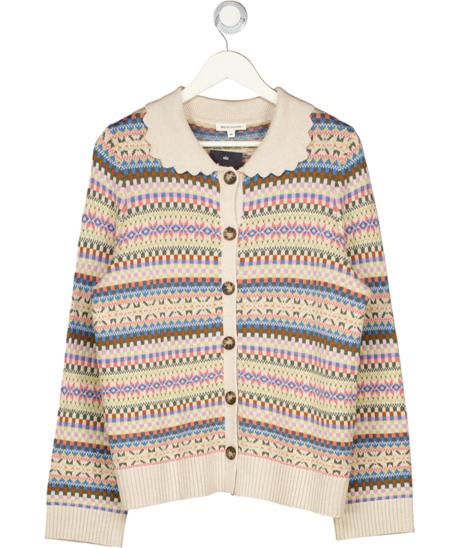 MONSOON Multicoloured Fawn Fairisle Cardigan UK M