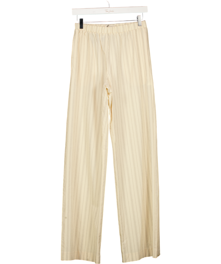BEC + BRIDGE Cream Black Pin Striped Wide Leg Trousers UK 8