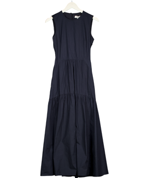 COS Navy Blue Cotton Cut-out Midi Dress UK 8