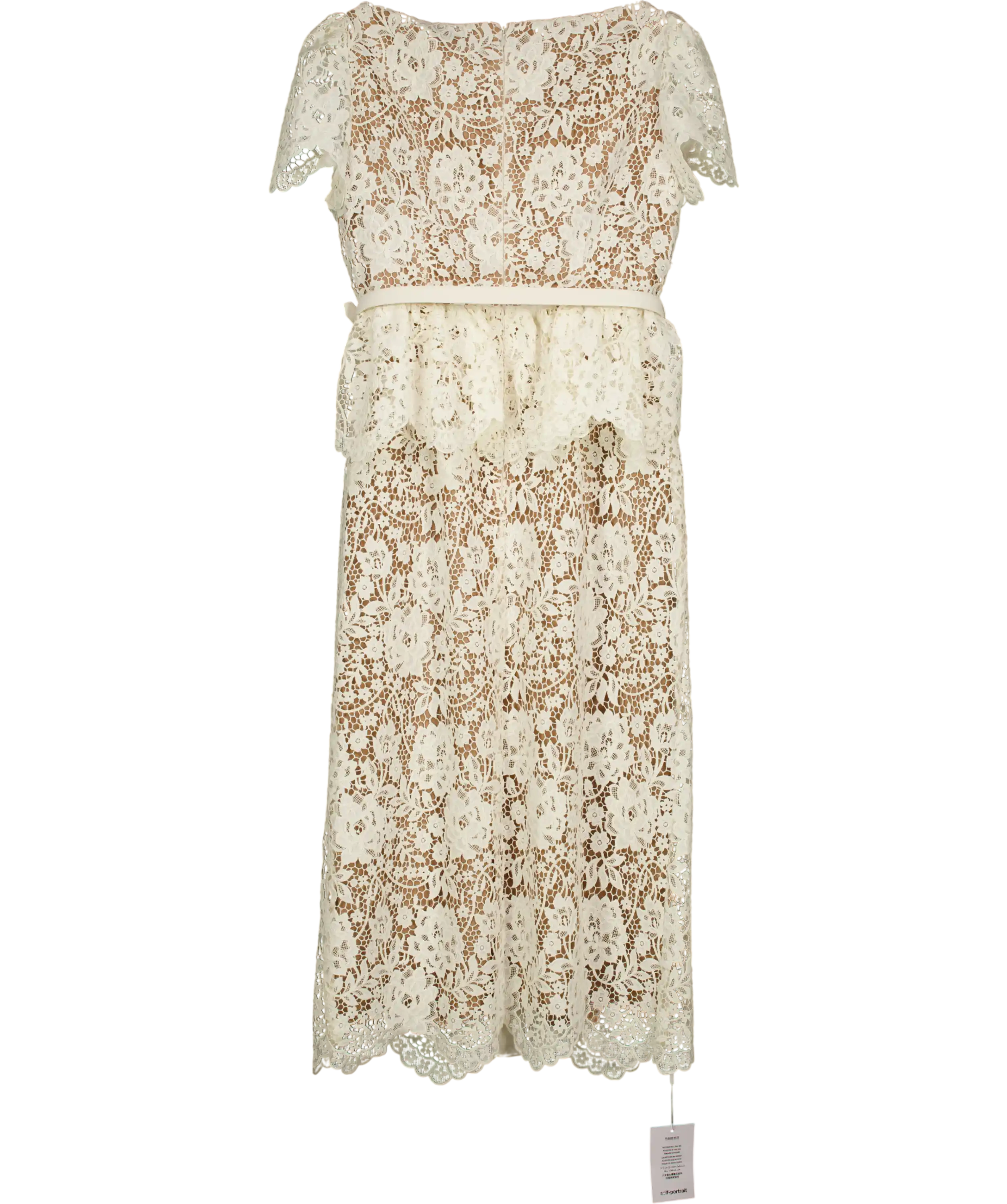 SELF PORTRAIT Cream Lace Peplum Midi Dress Us10 UK 14