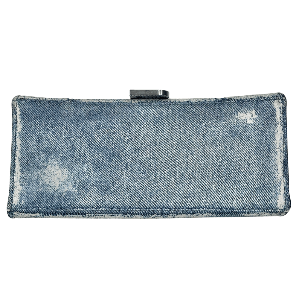 Balenciaga Blue Hourglass Denim-print Leather Bag