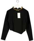 ZARA Black Knit Jumper With Beaded Neckline UK S