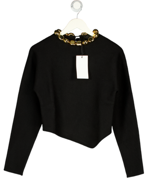 ZARA Black Knit Jumper With Beaded Neckline UK S