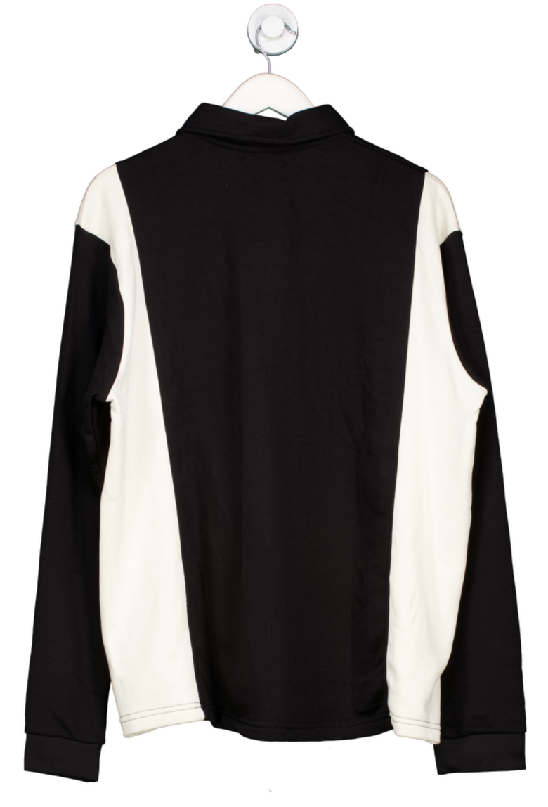 boohooMan Black Tall Embroidered Varsity Rugby Polo Shirt UK L