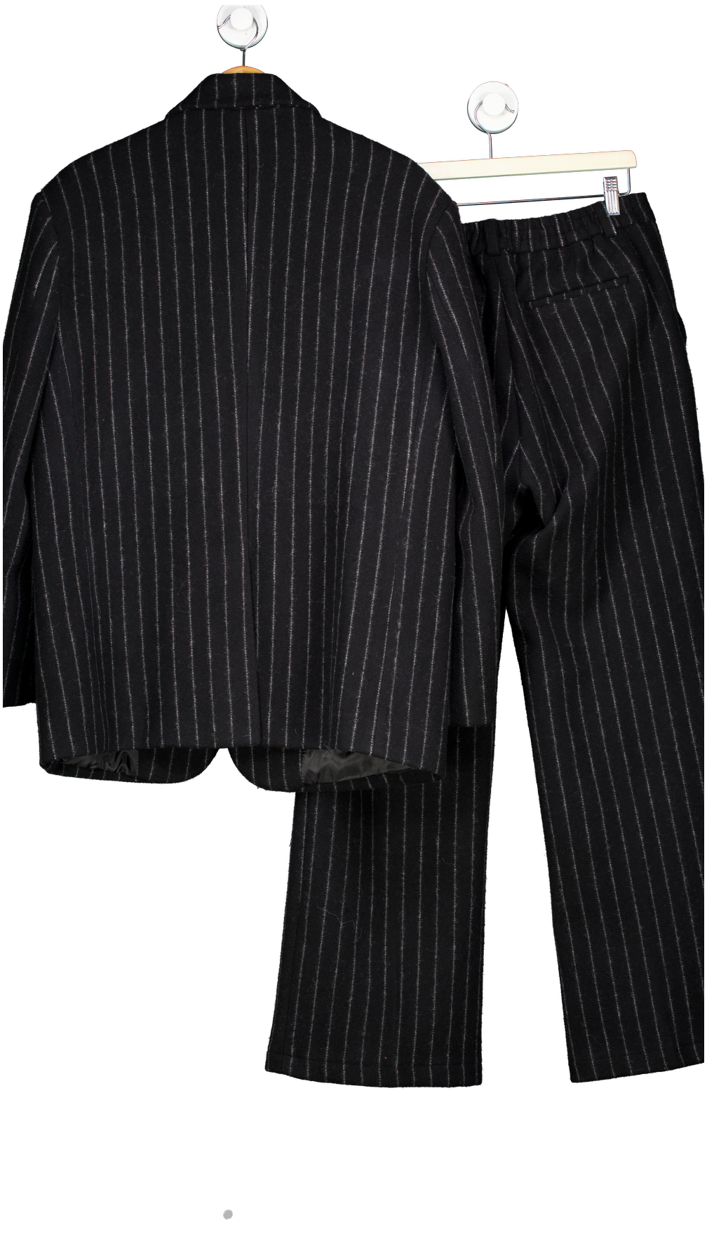 The Signal Black Pinstripe Heavyweight Suit UK L