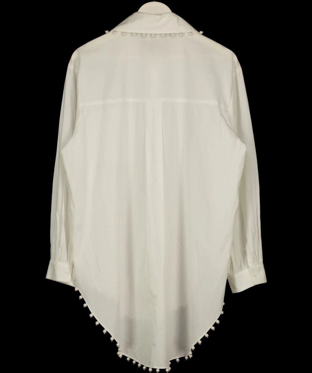 BY ANTHROPOLOGIE White Mememe Pearl Embellished Buttondown Tunic Oversize SHirt, size UK L — label