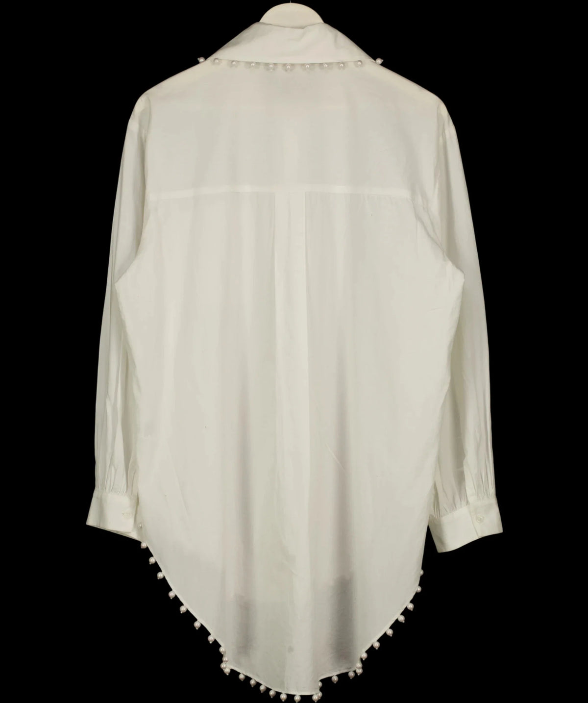 BY ANTHROPOLOGIE White Mememe Pearl Embellished Buttondown Tunic Oversize SHirt, size UK L — label