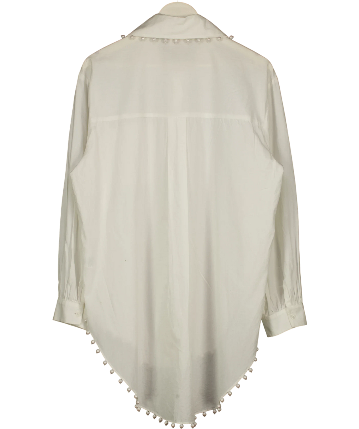 BY ANTHROPOLOGIE White Mememe Pearl Embellished Buttondown Tunic Oversize SHirt, size UK L — back