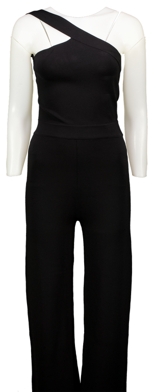 GAUGE81 Black One Shoulder Bandage Knit Jumpsuit UK L