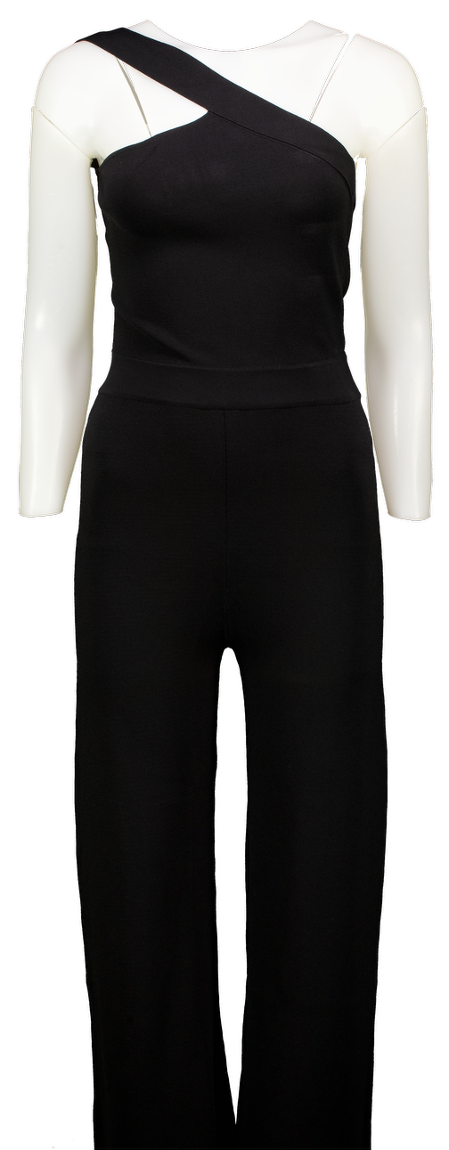 GAUGE81 Black One Shoulder Bandage Knit Jumpsuit UK L