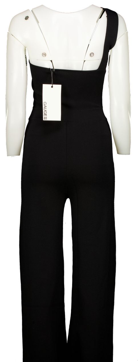 GAUGE81 Black One Shoulder Bandage Knit Jumpsuit UK L