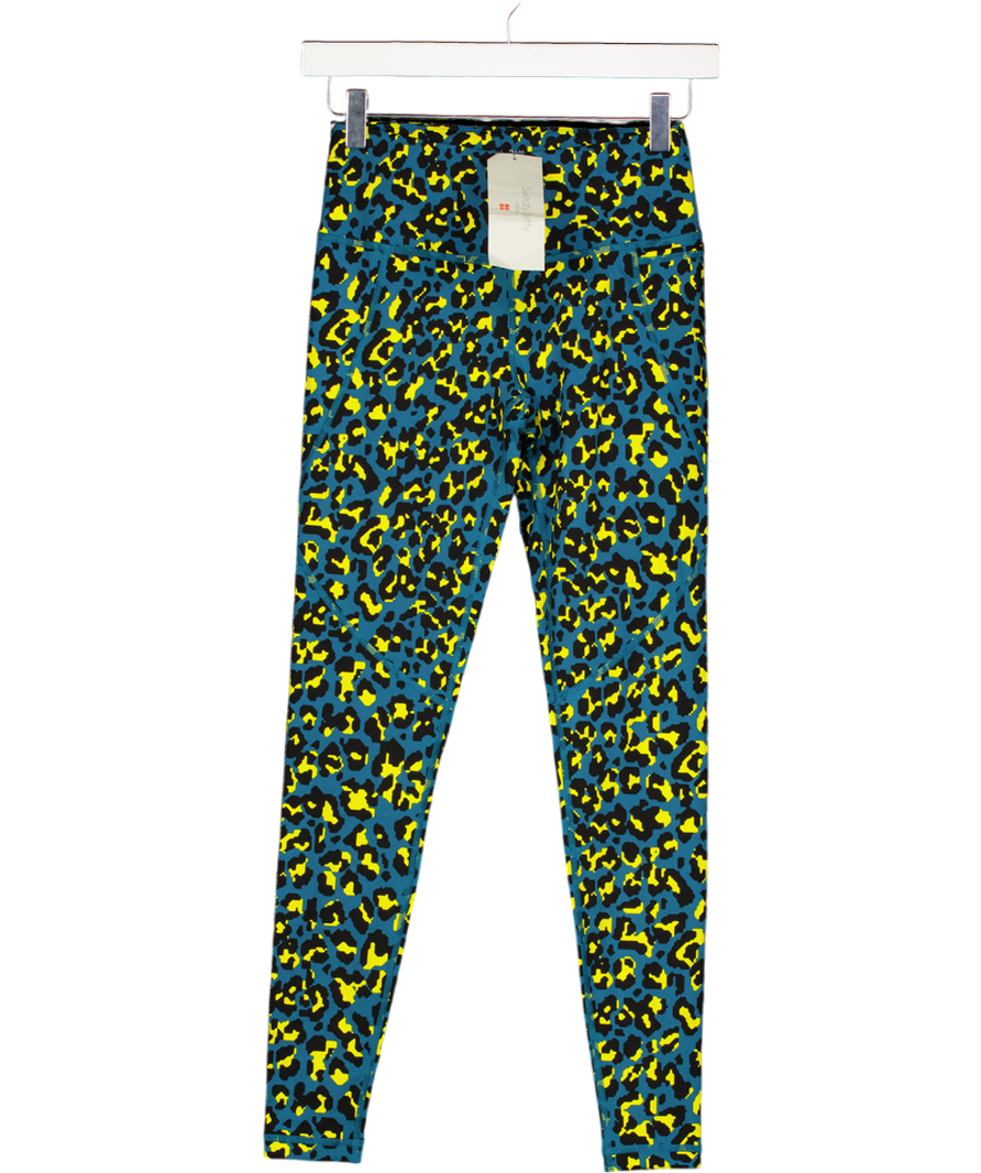 Sweaty Betty Blue Multi Power Leopard Workout Leggings UK XS