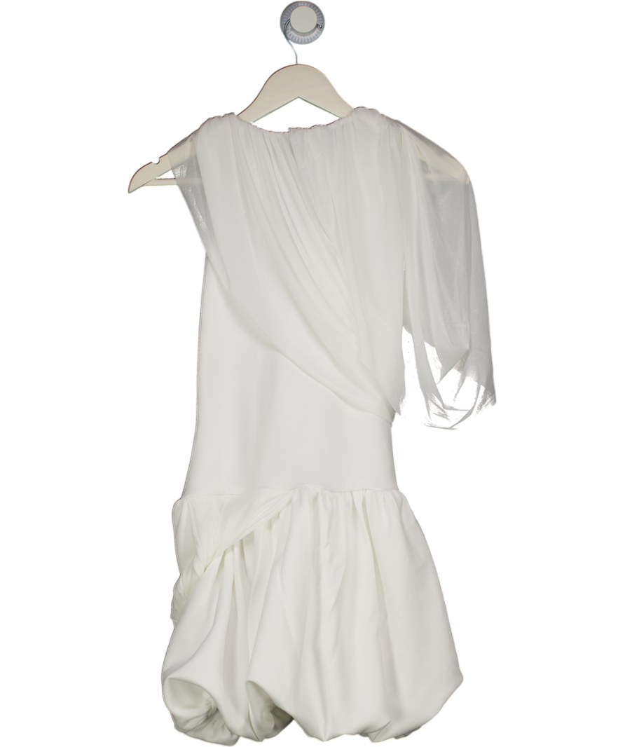 ASOS Design Drape Shoulder Mini Dress With Puff Skirt In White UK 8