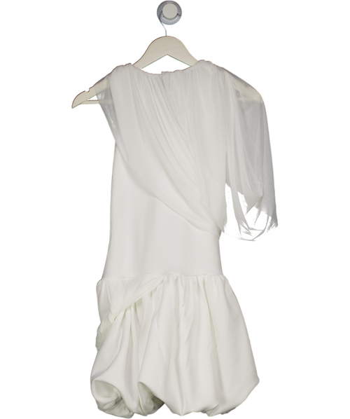 ASOS Design Drape Shoulder Mini Dress With Puff Skirt In White UK 8