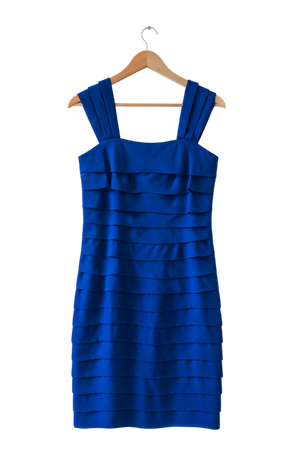 Jaeger Blue Cobalt Frilly Layered Square neck Bodycon Dress UK 8