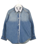 FABRIQUE X Thomas Wakeford Blue Harlow Striped Contrast Oversize Patchwork Shirt In Cotton Denim UK S