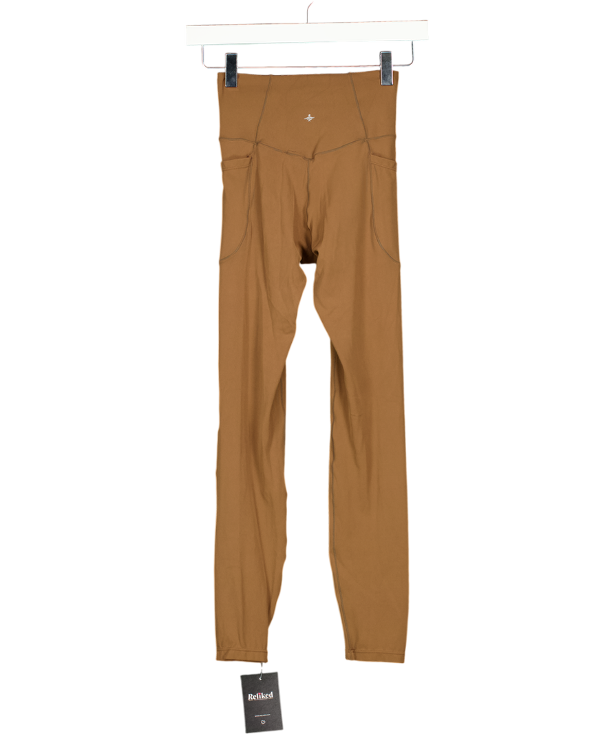 HALARA Brown High Waisted V-waistband Pocket Shaping Training 7/8 Leggings UK XS