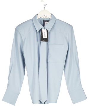 4th & Reckless Corey Blue Cinched Waist Tie Detail Shirt UK 6