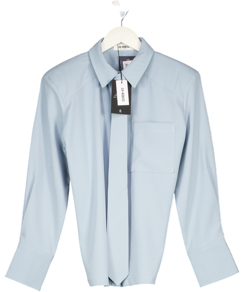 4th & Reckless Corey Blue Cinched Waist Tie Detail Shirt UK 6